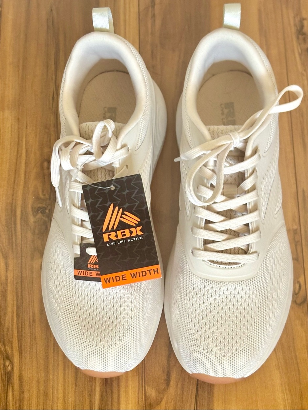 RBX reeboks Wide Width Beige Mesh Lace-Up Sneakers size 9w